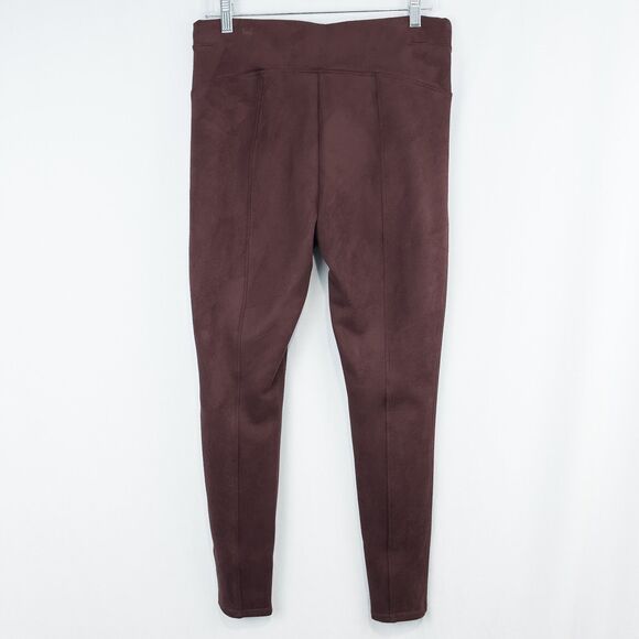 Spanx Faux Suede Leggings Womens Large Dark Terracotta Brown Shaping Fall 20322R - Picture 2 of 13